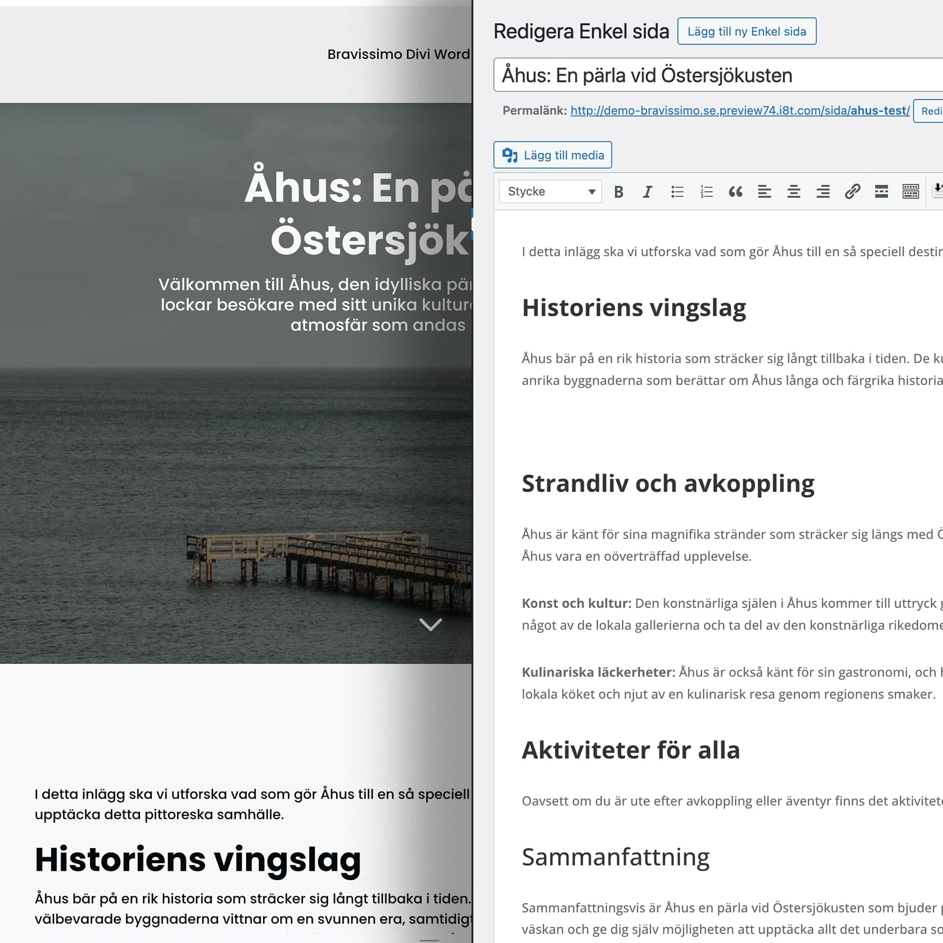 demo hantering av enkel sida